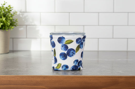 Weck Jar Cozy: Blueberries Print, Reusable Insulated Sleeve