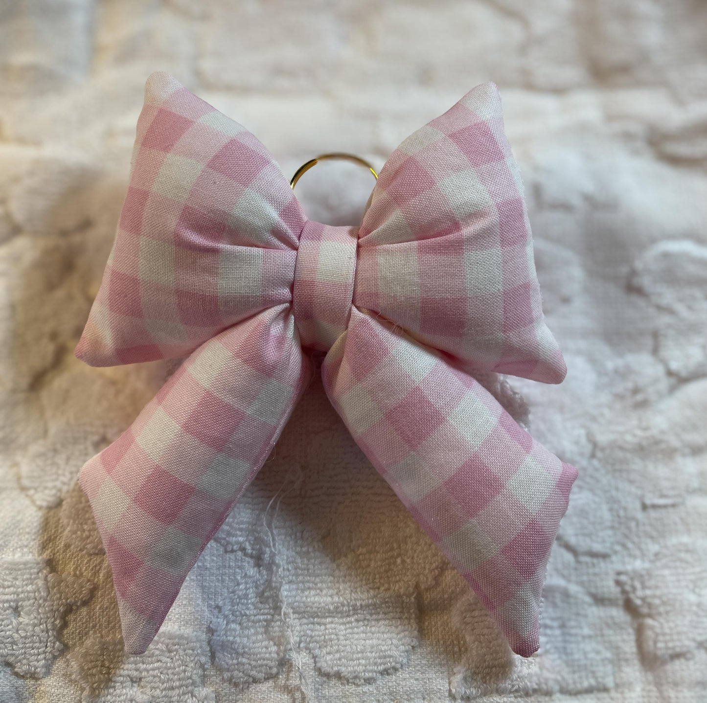 Handmade Puffy Bow Bag Charm: Cotton Floral Coquette Keychain
