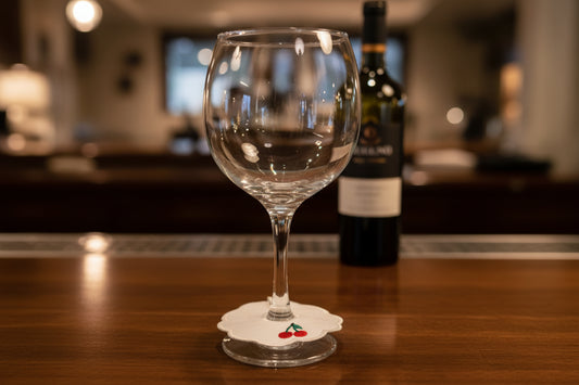 Embroidered Wine Charms - Fabric Drink Markers, Fruit Design