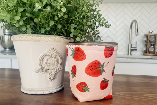 Strawberry Quilted Weck Jar Cozy: Reusable Insulated Drink Sleeve