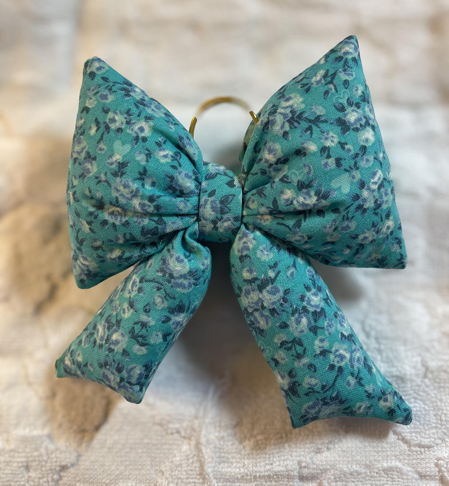 Handmade Puffy Bow Bag Charm: Cotton Floral Coquette Keychain
